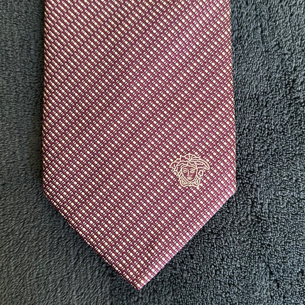 Versace Men’s Tie - Purple - 100% Silk - Made in Italy